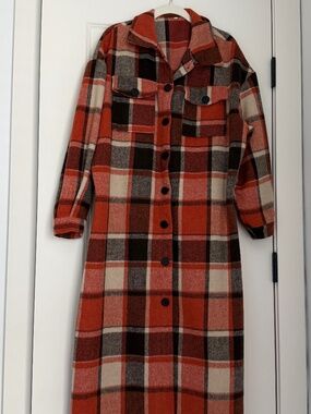 Large Long sleeve flannel trench